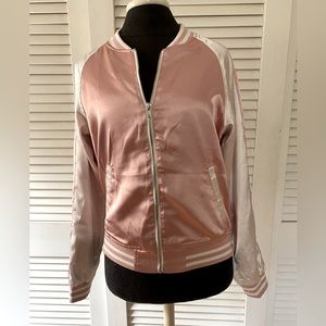 Pink satin bomber jacket